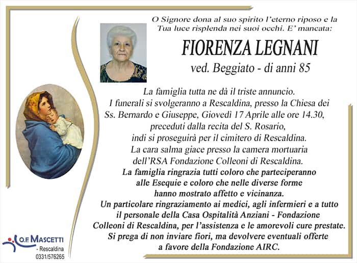 Legnani Fiorenza di anni 85