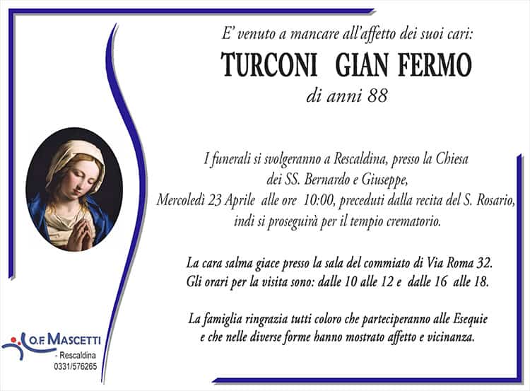 Turconi Gian Fermo di anni 88