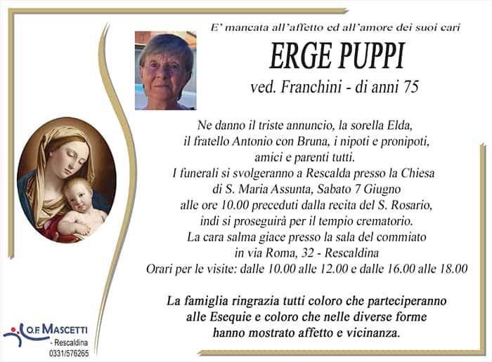 Puppi Erge di anni 75