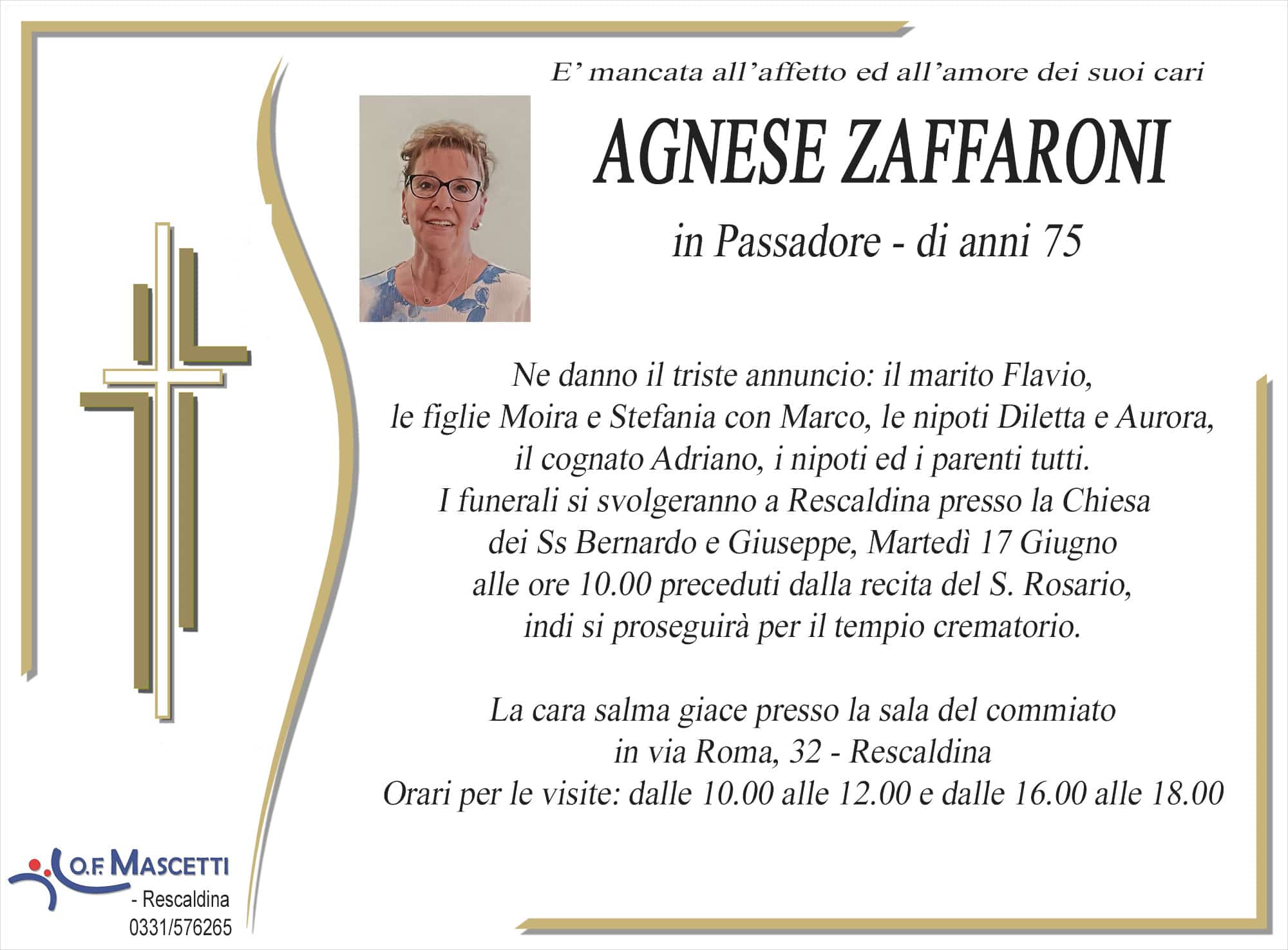 Zaffaroni Agnese di anni 75