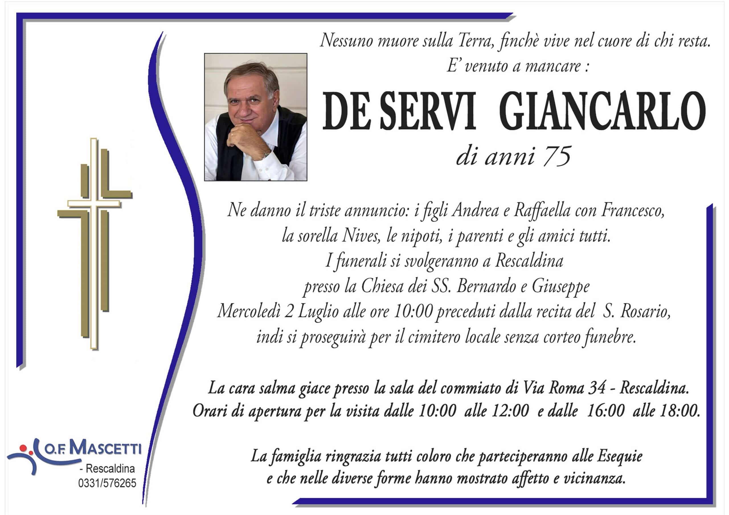 De Servi Giancarlo di anni 75
