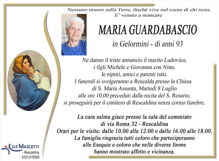 Guardabascio Maria di anni 93