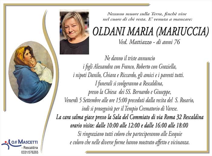 Oldani Maria di anni 76