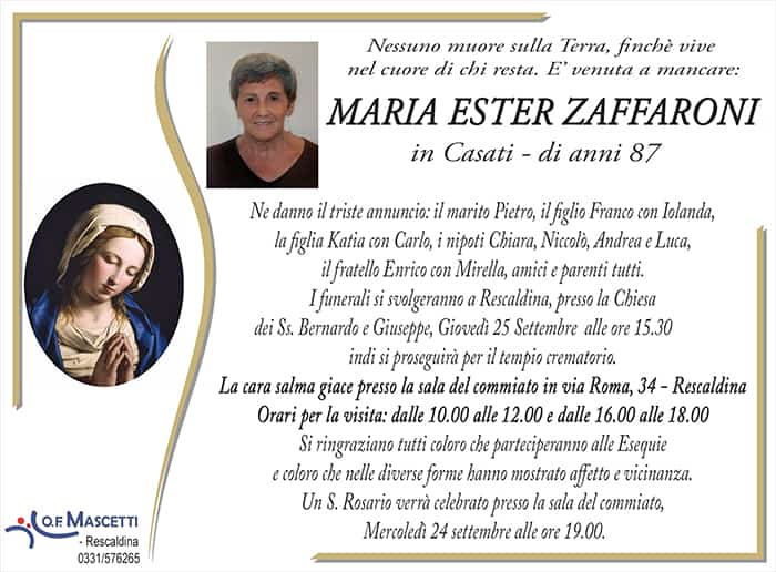 Zaffaroni Maria Ester di anni 87