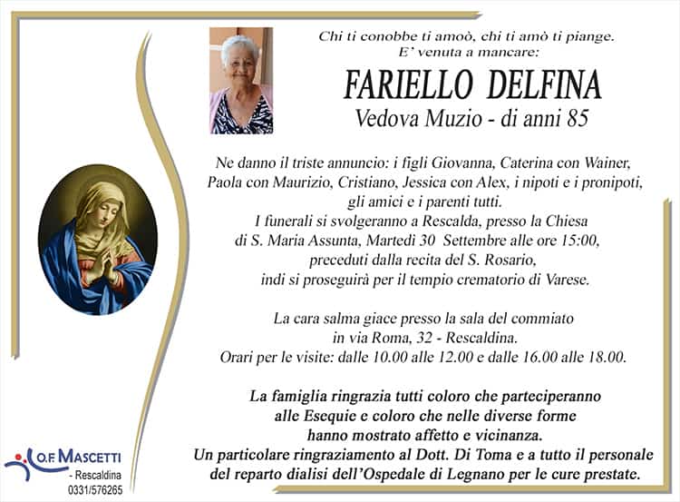 Fariello Delfina di anni 85