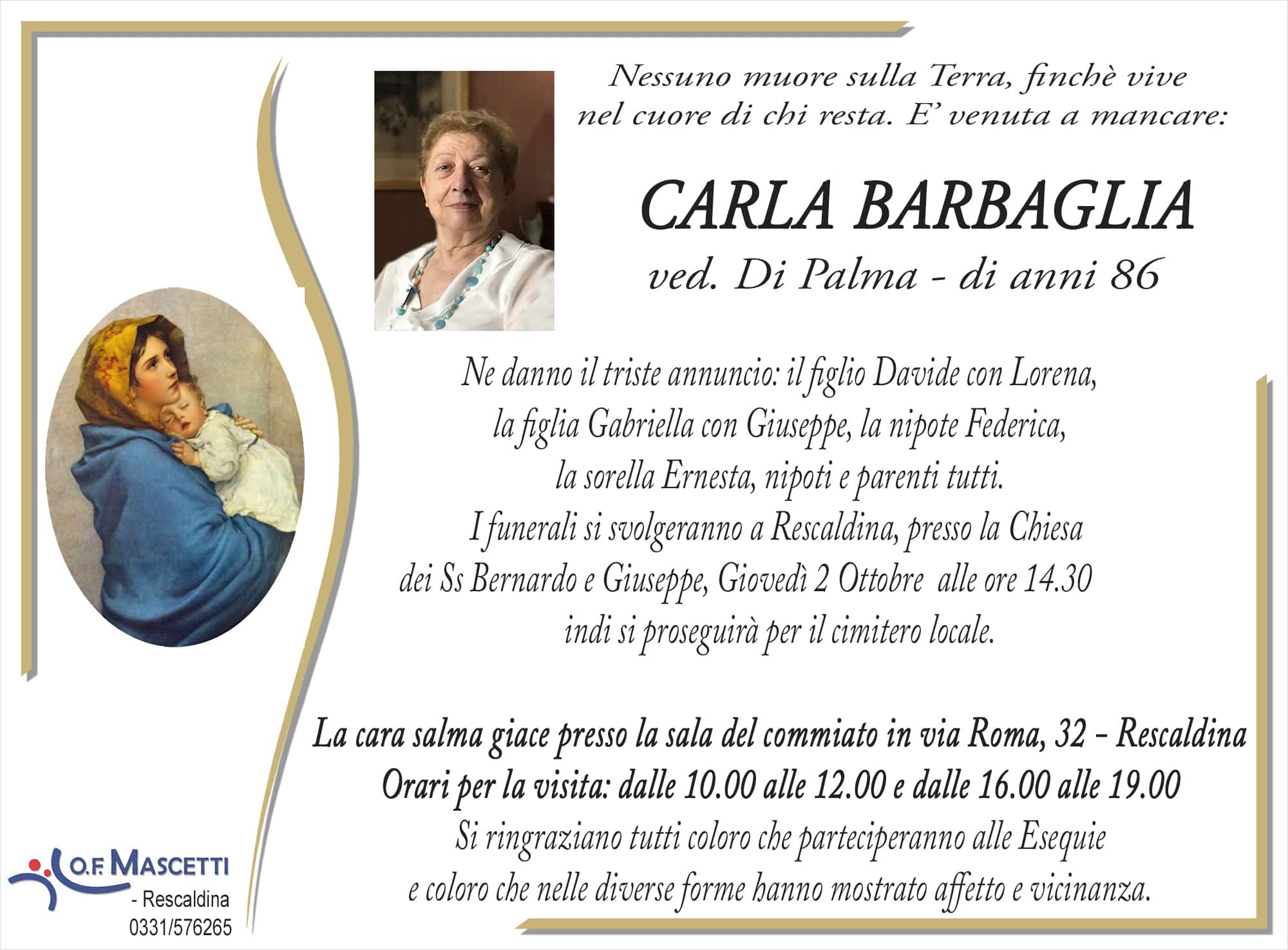 Barbaglia Carla di anni 86