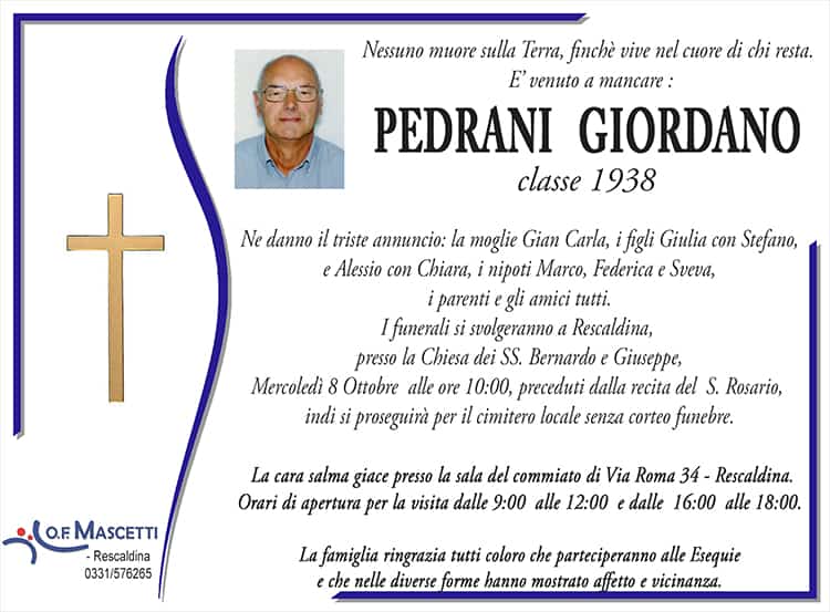 Pedrani Giordano di anni 86