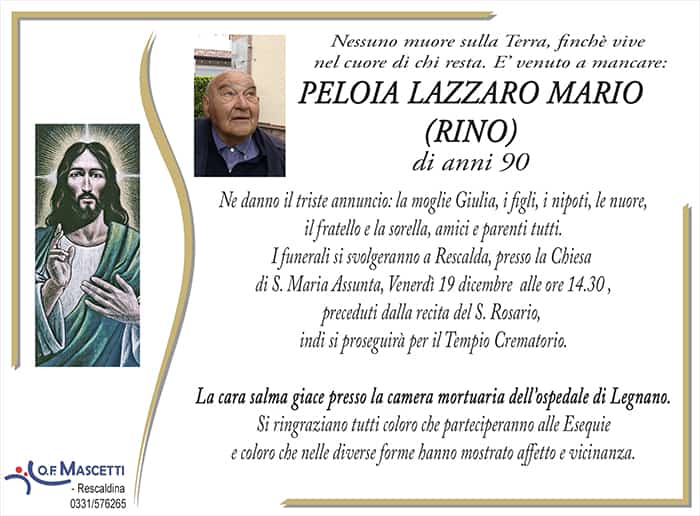Peloia Lazzaro Mario di anni 90