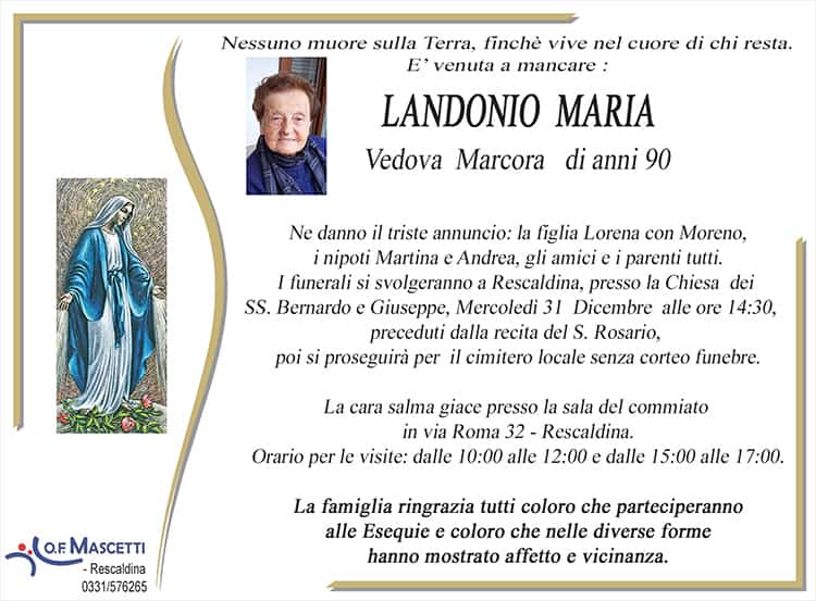Landonio Maria di anni 90