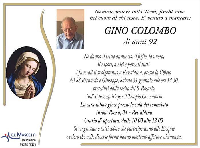 Colombo Gino di anni 92