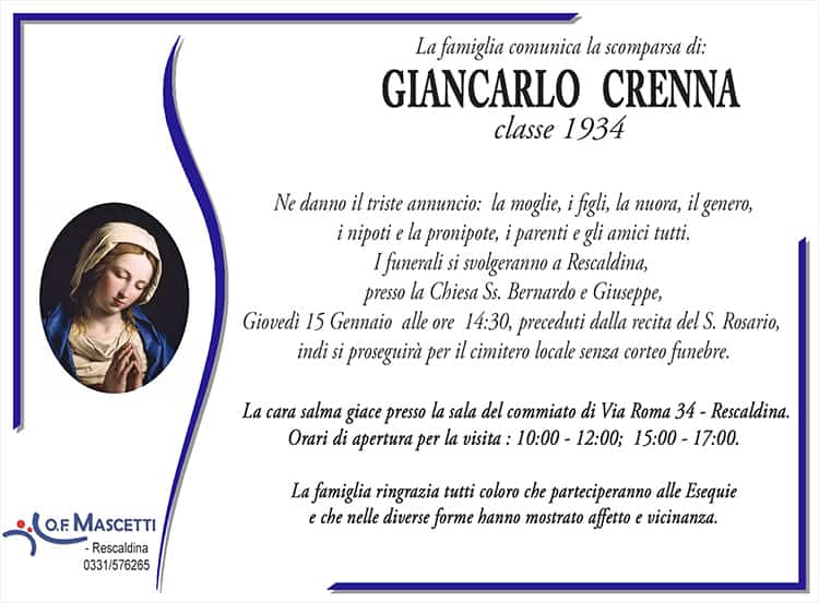 Crenna Giancarlo classe 1934