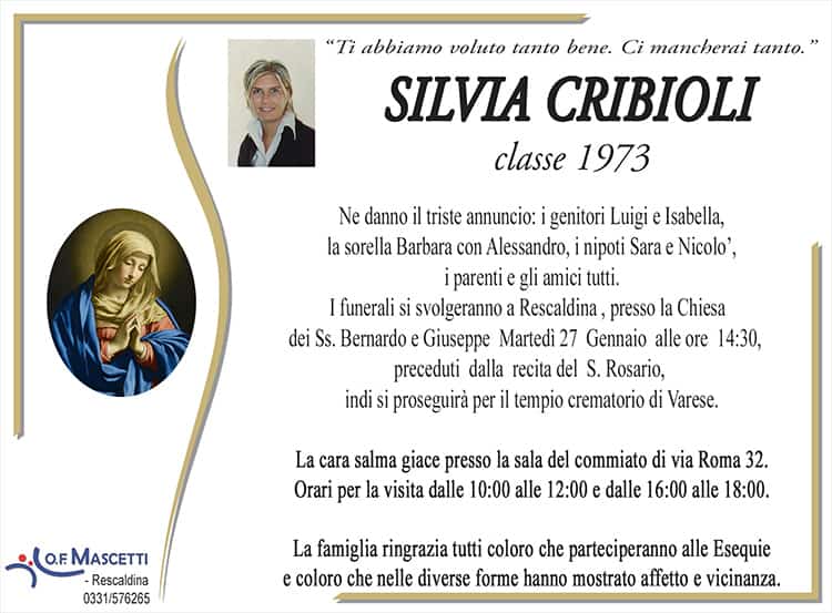 Cribioli Silvia classe 1973