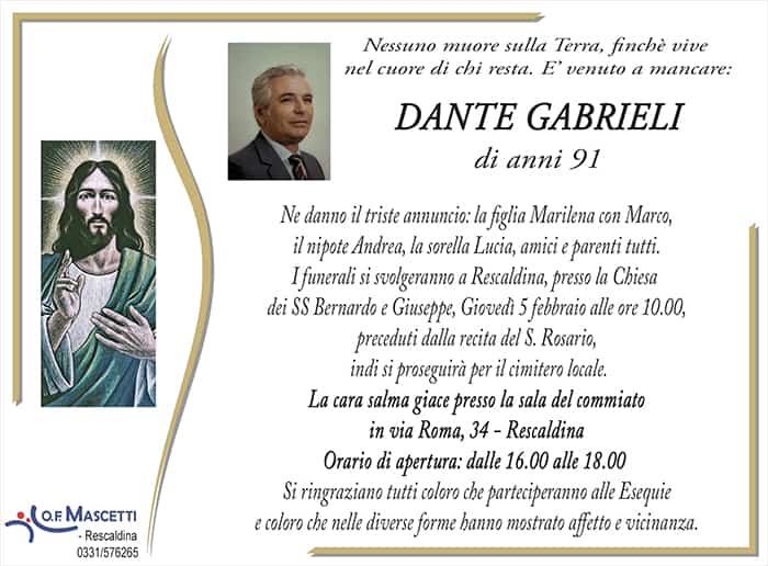 Gabrieli Dante di anni 91