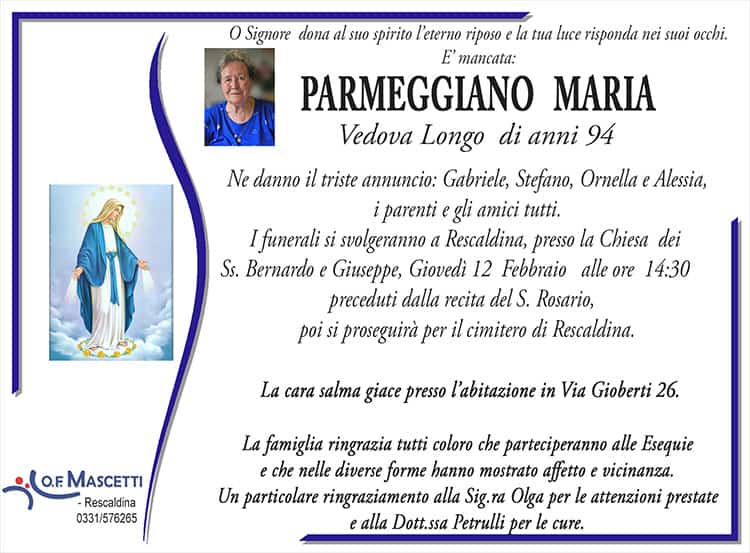 Parmeggiano Maria di anni 94