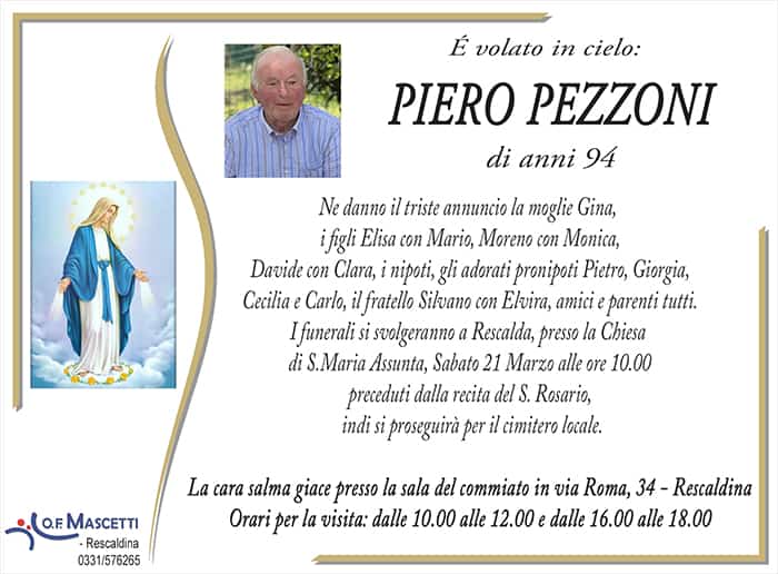 Pezzoni Piero di anni 94