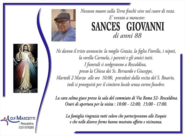 Sances Giovanni di anni 88