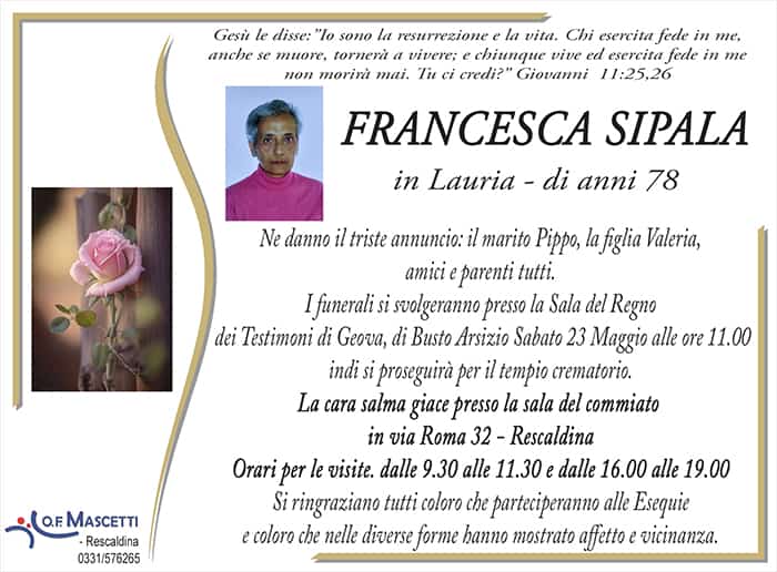 Sipala Francesca di anni 78