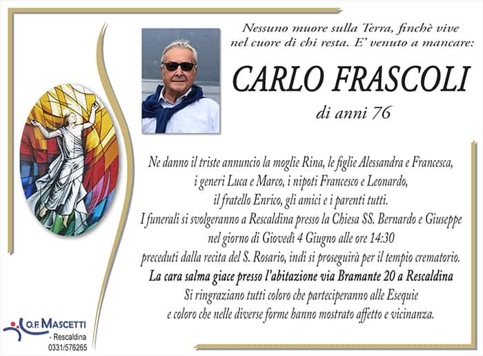 Frascoli Carlo di anni 76