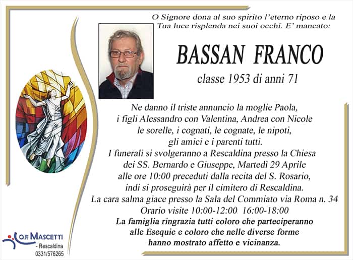 Bassan Franco di anni 71