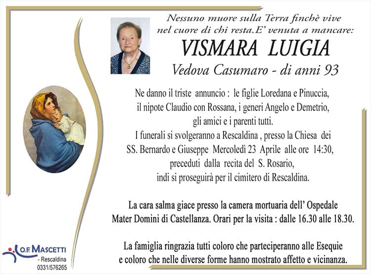 Vismara Luigia di anni 93
