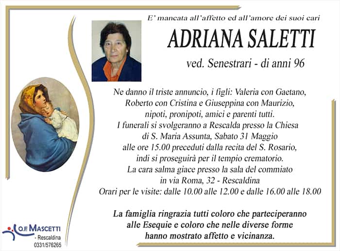 Saletti Adriana di anni 96