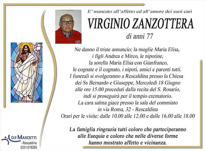 Zanzottera Virginio di anni 77