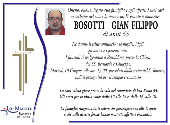 Bosotti Gian Filippo di anni 65
