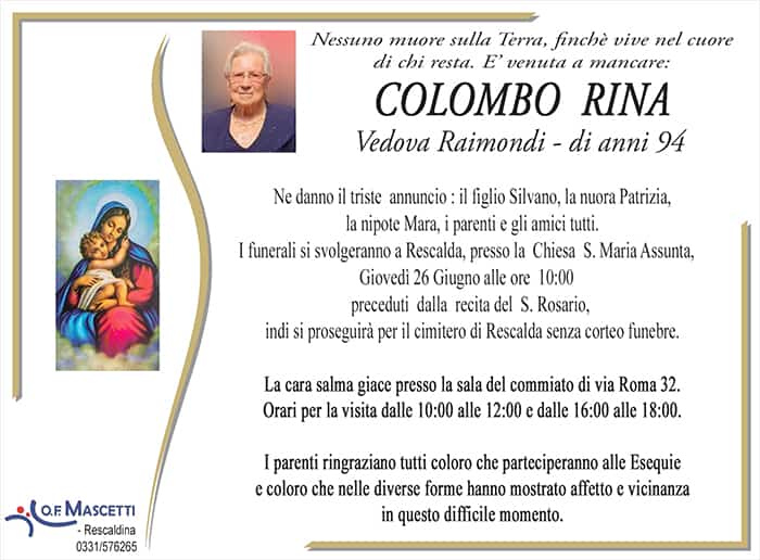 Colombo Rina di anni 94