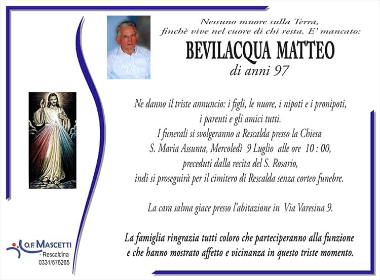 Bevilacqua Matteo di anni 97