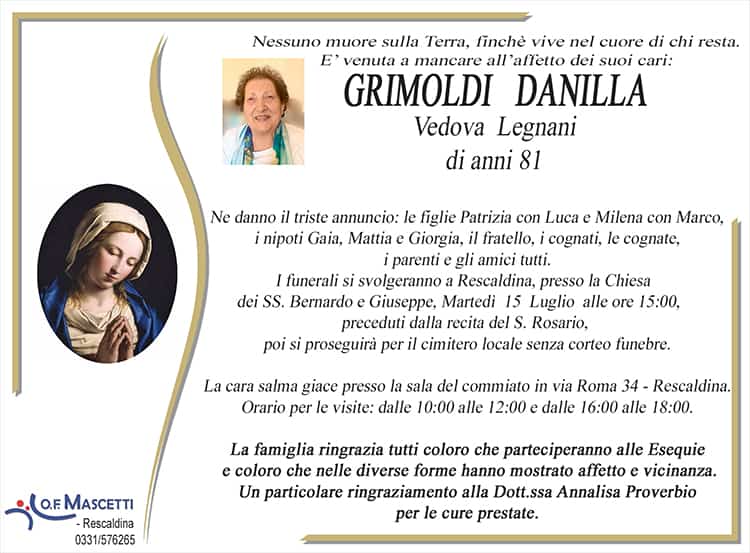 Grimoldi Danilla di anni 81