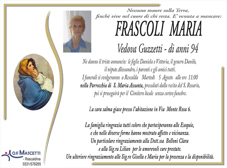 Frascoli Maria di anni 94