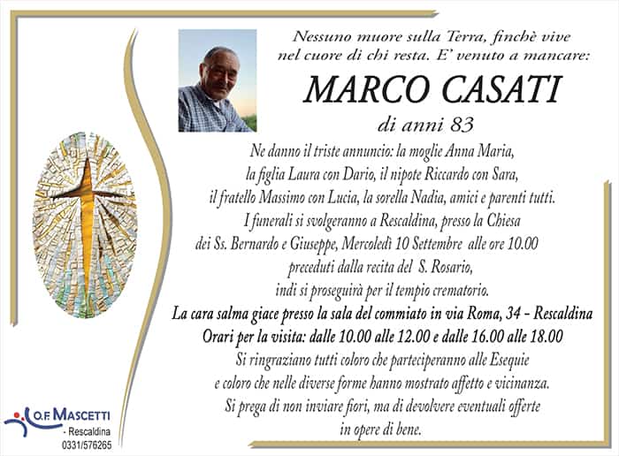 Casati Marco di anni 83