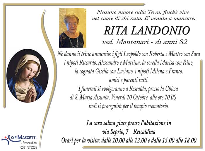 Landonio Rita di anni 82