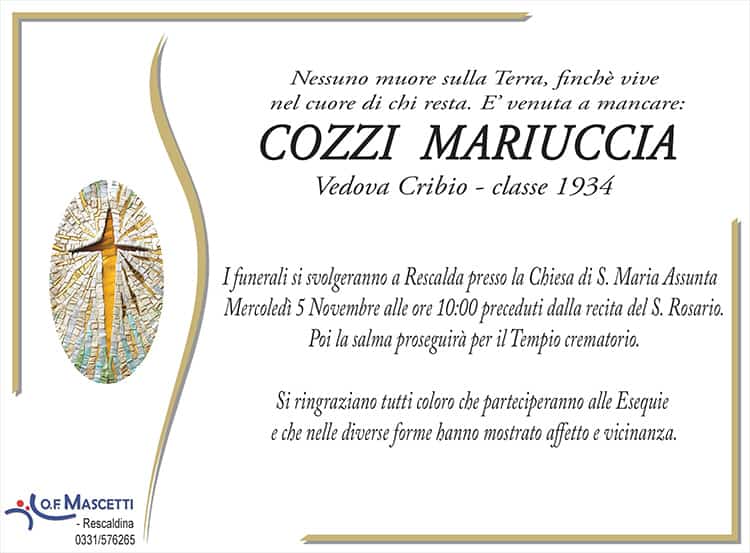 Cozzi Mariuccia di anni 90