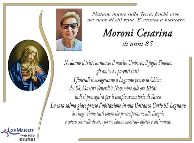 Moroni Cesarina di anni 85