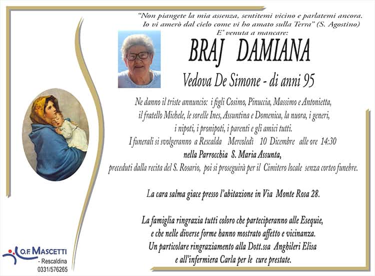 Braj Damiana di anni 95