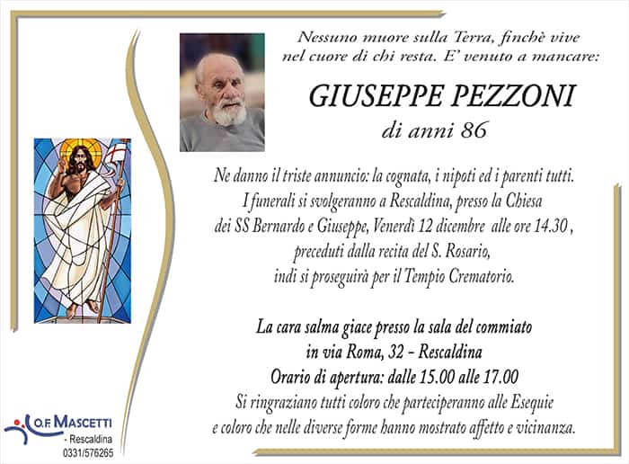 Pezzoni Giuseppe di anni 86