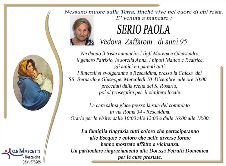 Serio Paola di anni 95