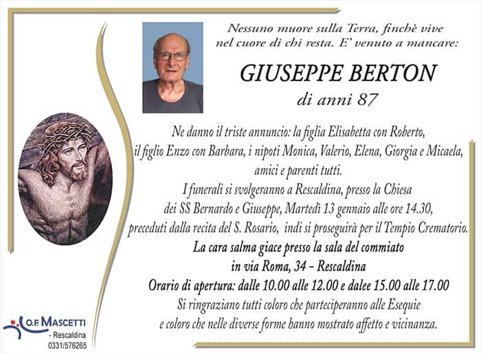 Berton Giuseppe di anni 87