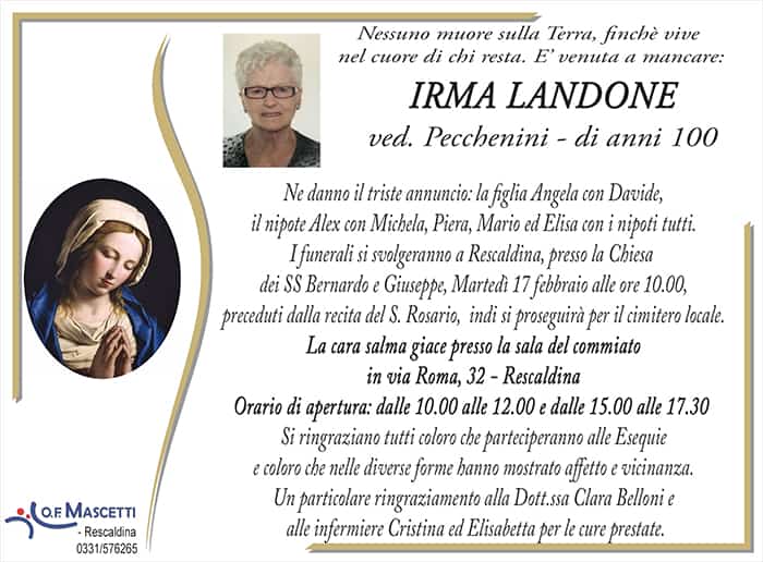 Landone Irma di anni 100