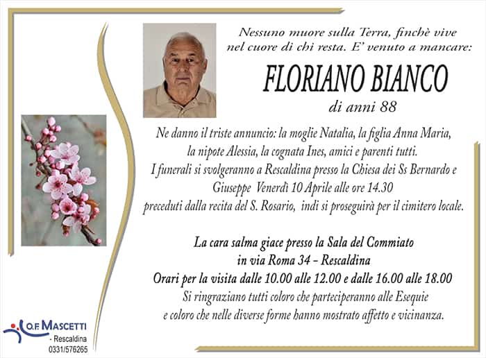 Bianco Floriano di anni 88