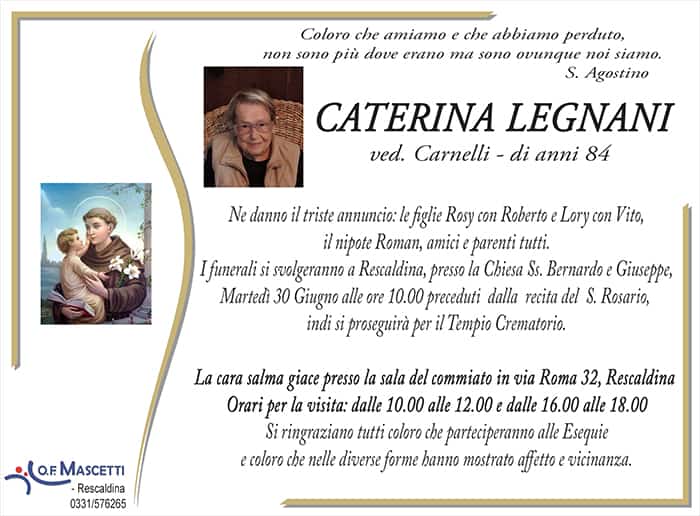 Legnani Caterina di anni 84